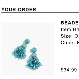 Blue Jcrew beaded tassel earring